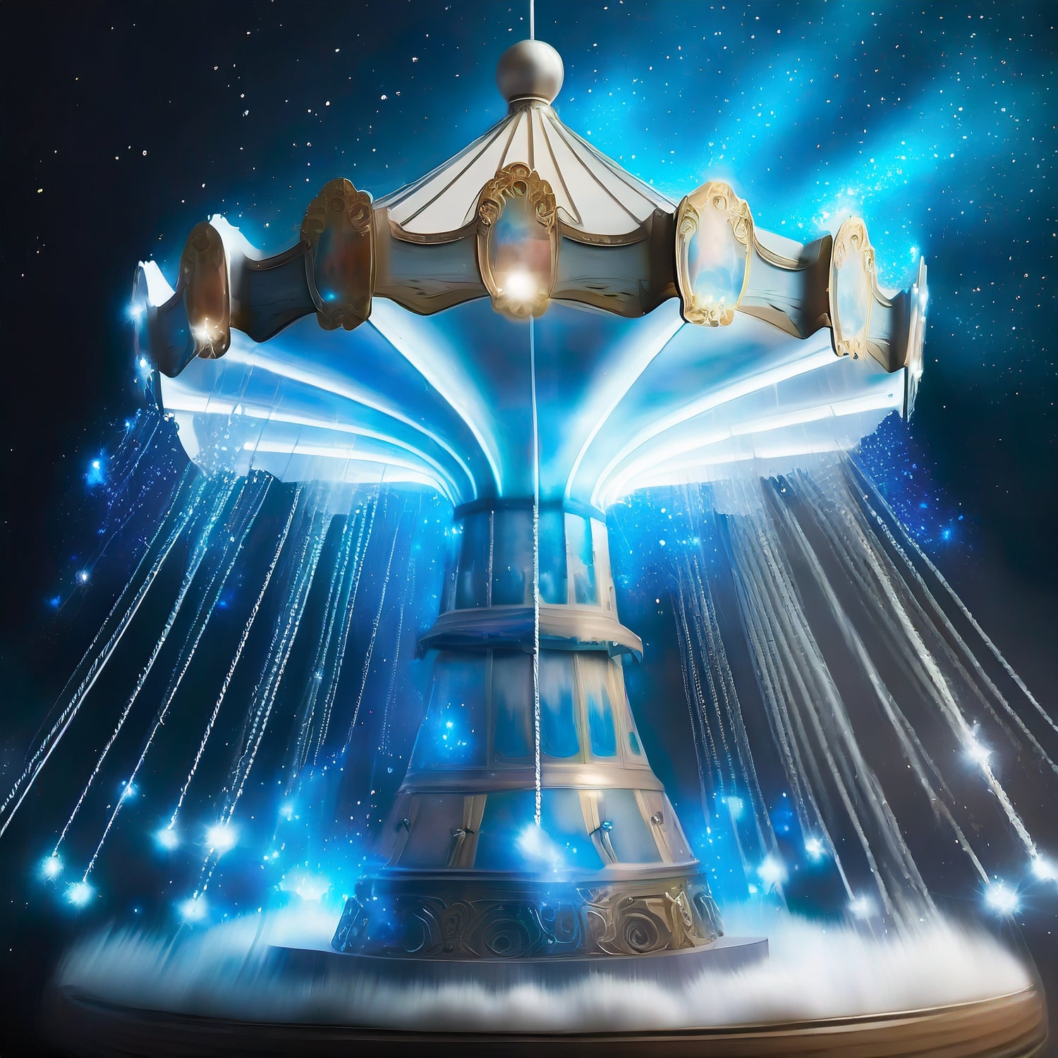Amusement park | Wooden DIY 3D puzzles carousel with flying chains tilt a whirls