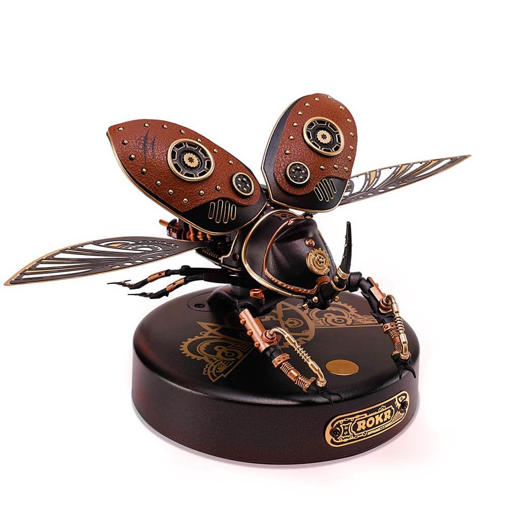 Steampunk Winged Rhinoceros Beetle Kit — Red/Black/Gold ABS & PVC, 19cm