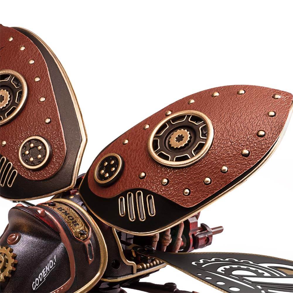 Steampunk Winged Rhinoceros Beetle Kit — Red/Black/Gold ABS & PVC, 19cm