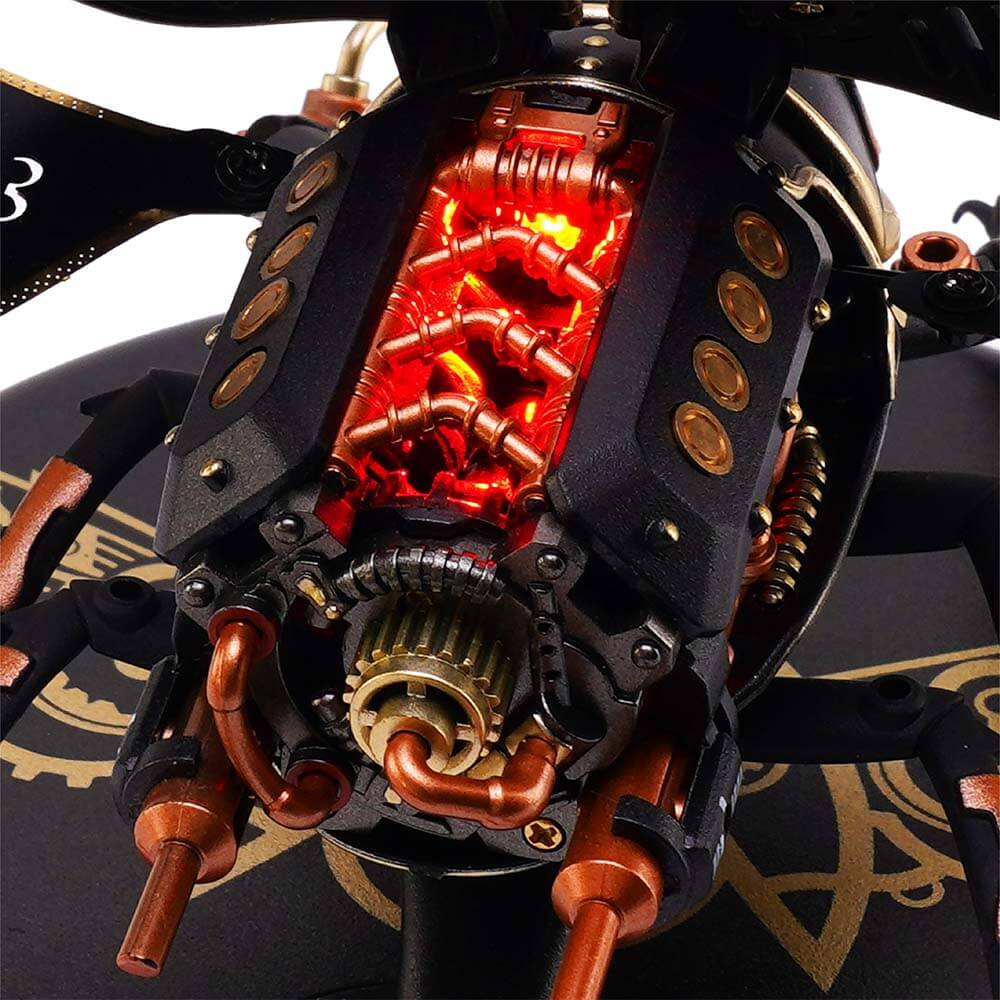 Steampunk Winged Rhinoceros Beetle Kit — Red/Black/Gold ABS & PVC, 19cm