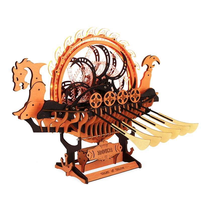 Viking Dragon Ship Wooden Model Kit – Interactive Decor