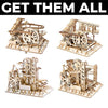 Marble Run Bundle — 4 Laser-Cut Wooden Kinetic Models (Natural Light Beige)