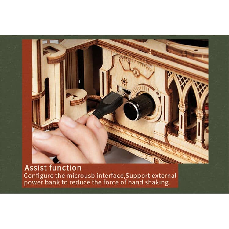 Classic Gramophone Model Kit — Light Wood Plywood Wind‑Up Record Player (7" & 10")