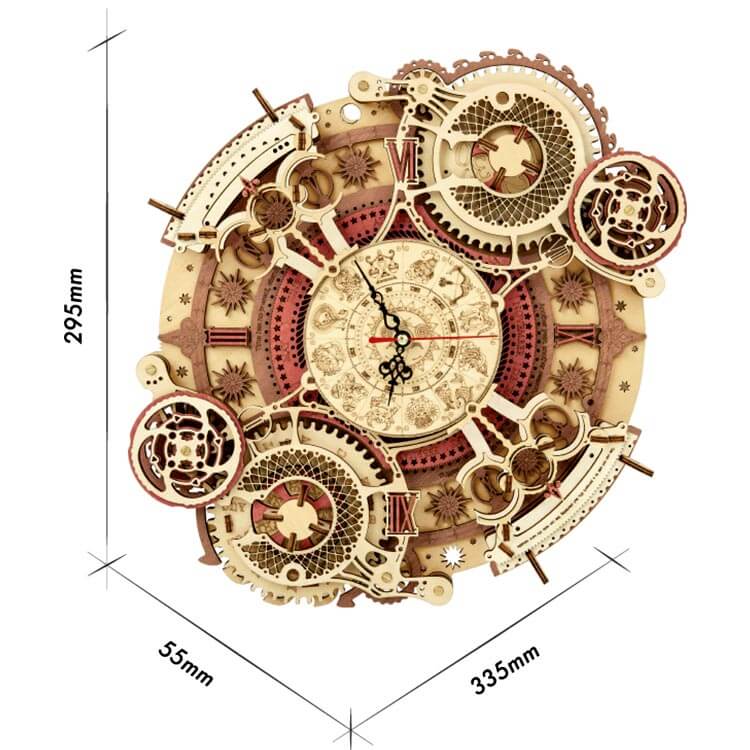 Zodiac Wall Clock — Plywood DIY Clock (Beige & Brown, 168 Pieces)