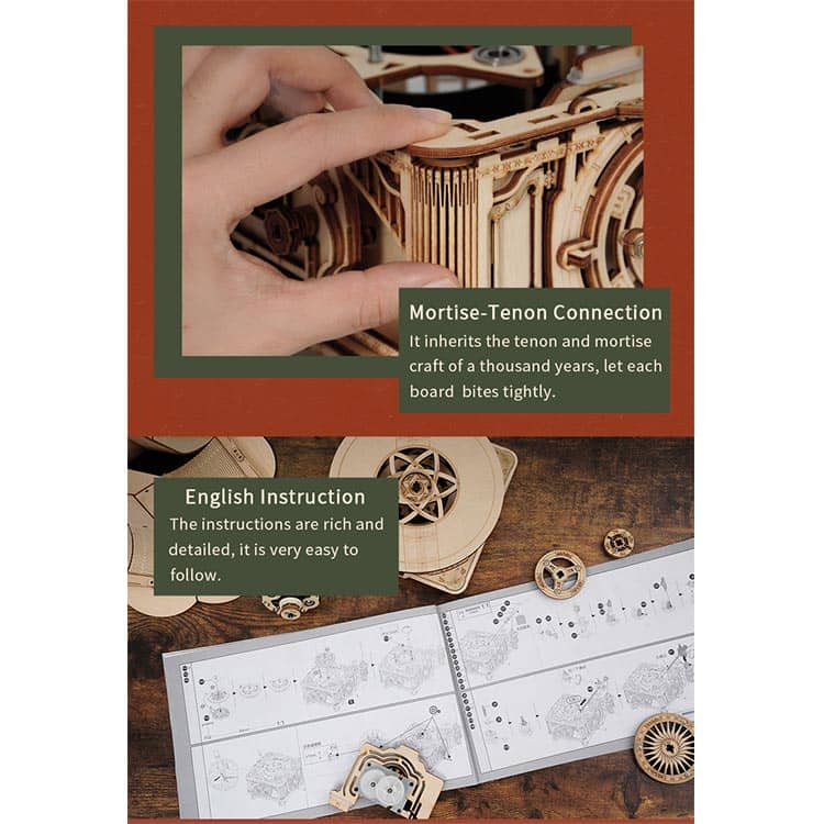 Classic Light Wood Gramophone Kit — USB Motor, Plywood, 424 pcs