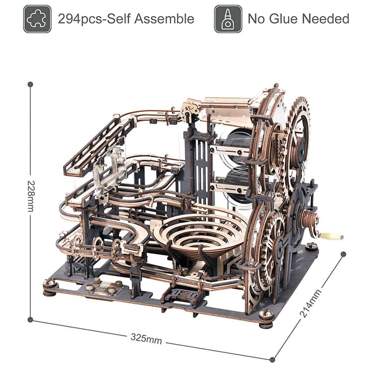 Goliath the Giant Roller Coaster — Natural Plywood Marble Run (294 pcs)