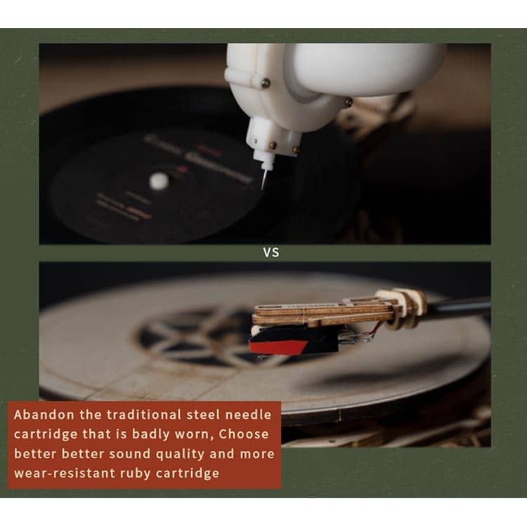 Classic Gramophone Model Kit — Light Wood Plywood Wind‑Up Record Player (7" & 10")