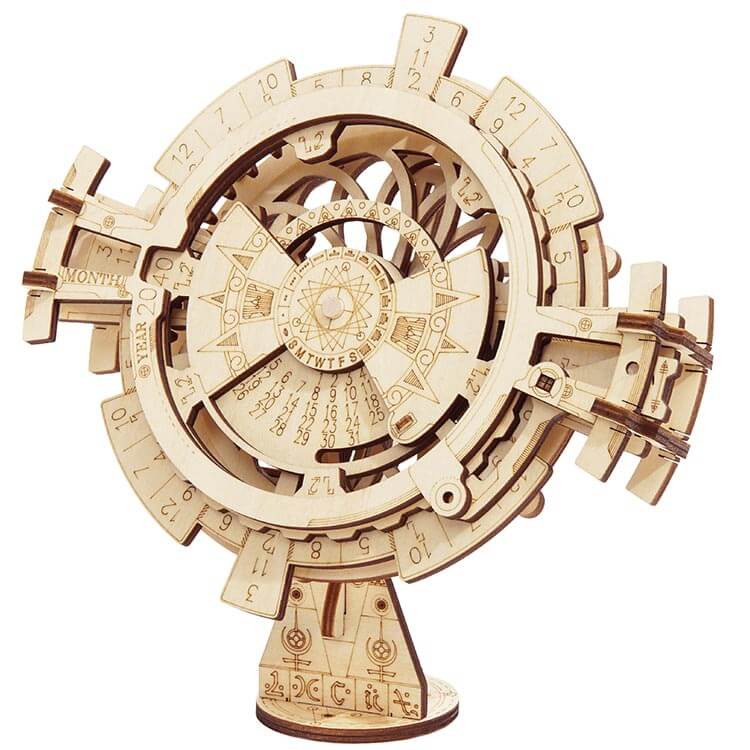 Permanent Calendar — Plywood Mechanical Perpetual Desk Calendar (Natural Wood)