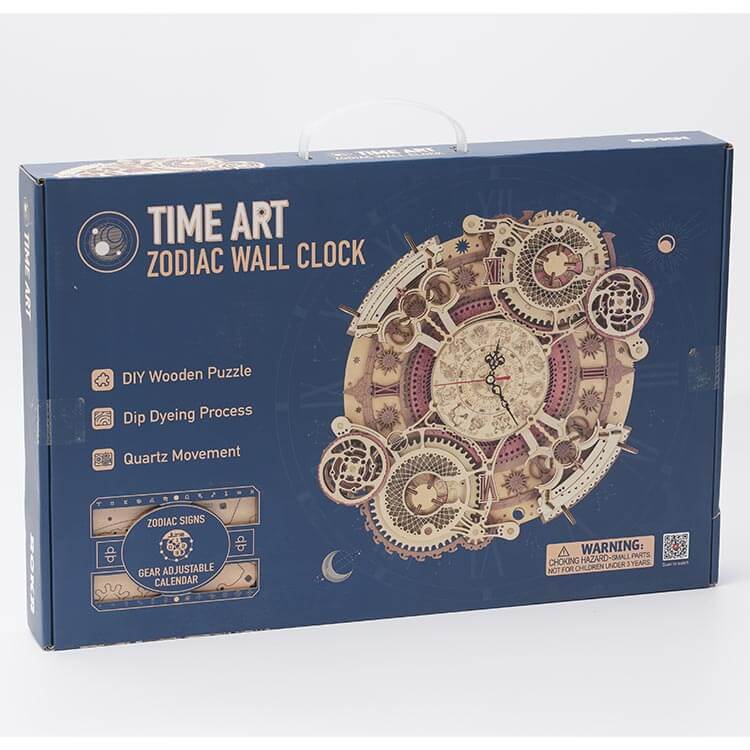 Zodiac Wall Clock — Plywood DIY Clock (Beige & Brown, 168 Pieces)
