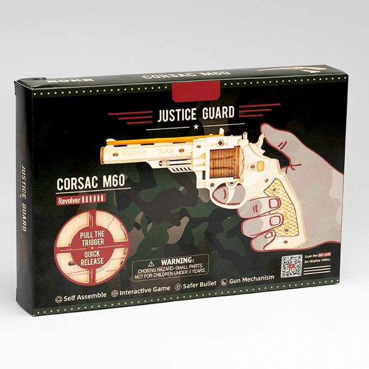 Wooden 3D Puzzle - Small Wooden Toy Revolver