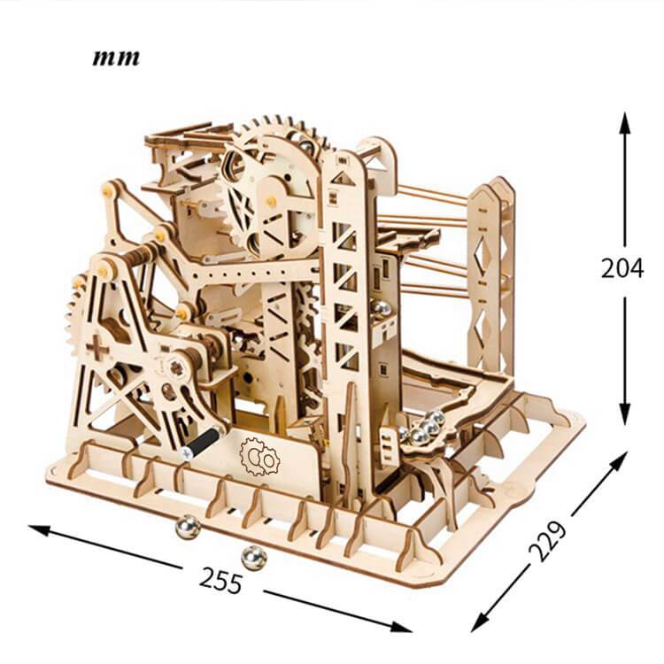 OUR BESTSELLER: Lift Climber — Wooden Marble Run Kit (Natural Beige Plywood)