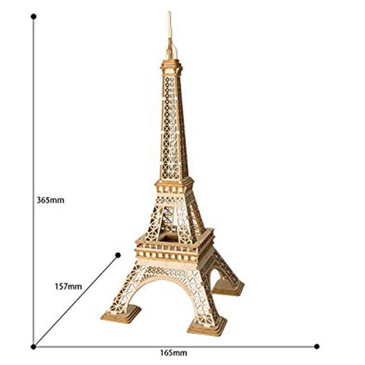Natural Wood Eiffel Tower Model Kit — Plywood, 368mm • Easy Assembly