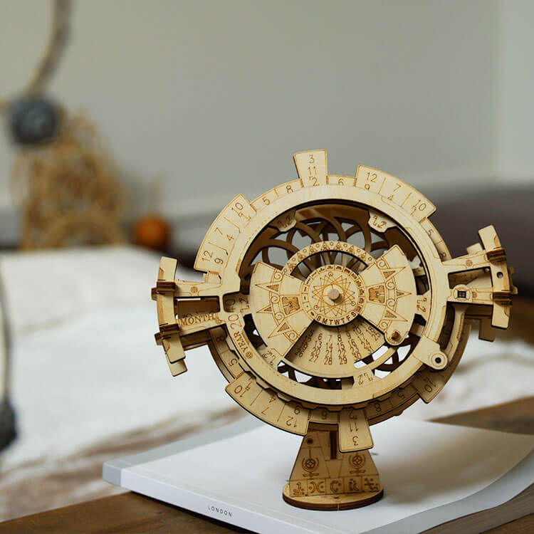 Permanent Calendar — Plywood Mechanical Perpetual Desk Calendar (Natural Wood)