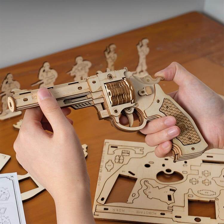 Wooden 3D Puzzle - Small Wooden Toy Revolver