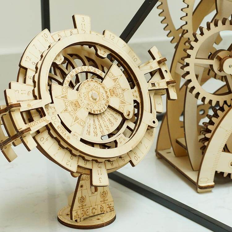 Permanent Calendar — Plywood Mechanical Perpetual Desk Calendar (Natural Wood)