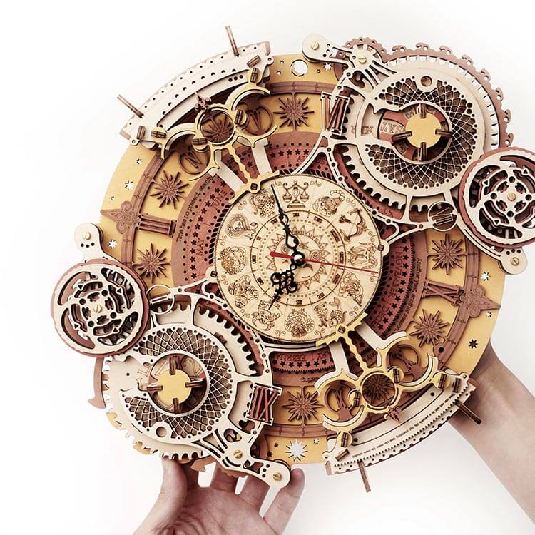 Zodiac Wall Clock — Plywood DIY Clock (Beige & Brown, 168 Pieces)