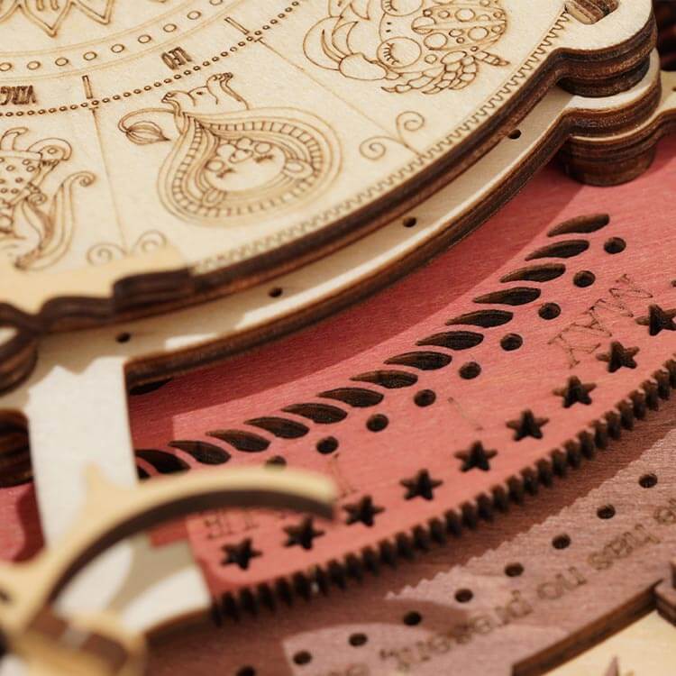 Zodiac Wall Clock — Plywood DIY Clock (Beige & Brown, 168 Pieces)