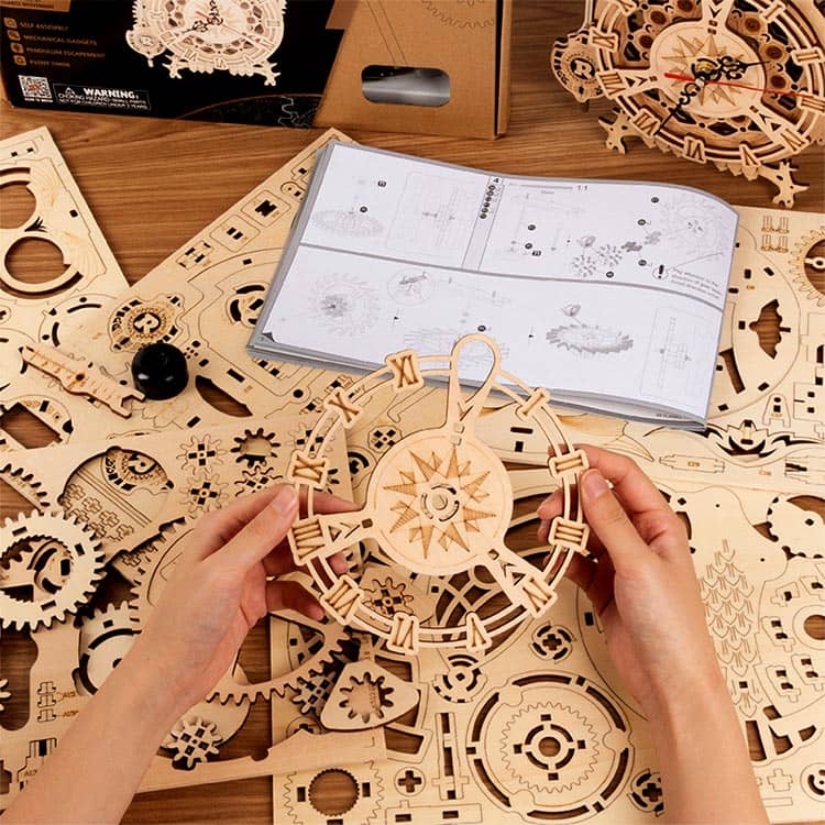 Wooden Owl Clock Kit — Plywood Build, Working Clock & Timer (Beige / Light Brown)