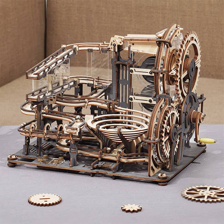 Goliath the Giant Roller Coaster — Natural Plywood Marble Run (294 pcs)