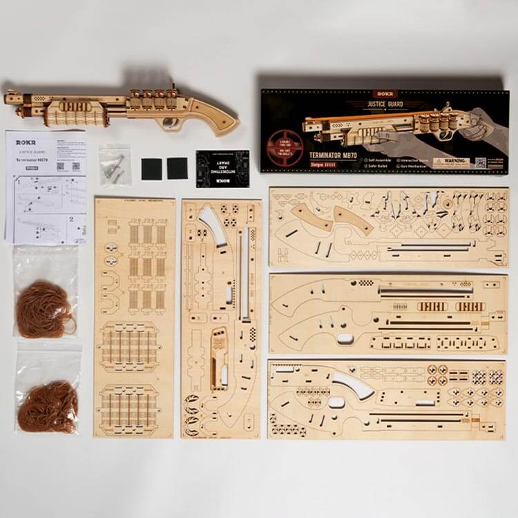 Wooden 3D Shotgun Puzzle Kit — Plywood, 170‑Piece DIY (Non‑Firing)