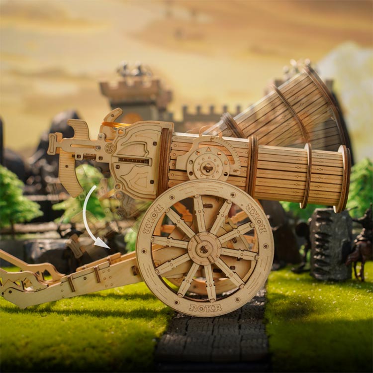 Wheeled Siege Artillery — Plywood Model Kit (Natural Wood, 158 pcs)