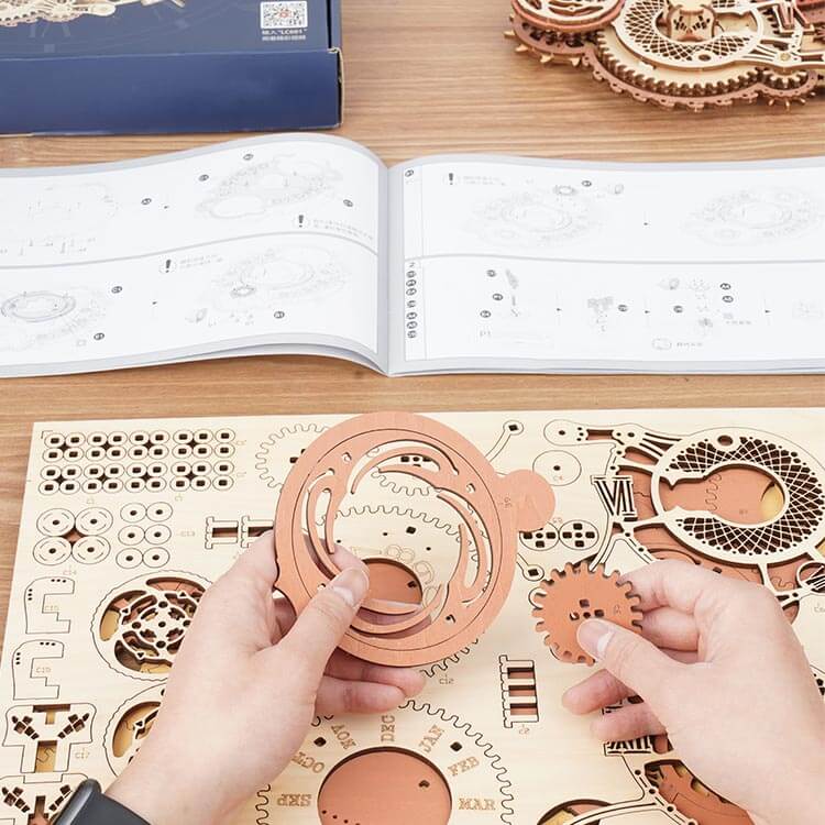 Zodiac Wall Clock — Plywood DIY Clock (Beige & Brown, 168 Pieces)