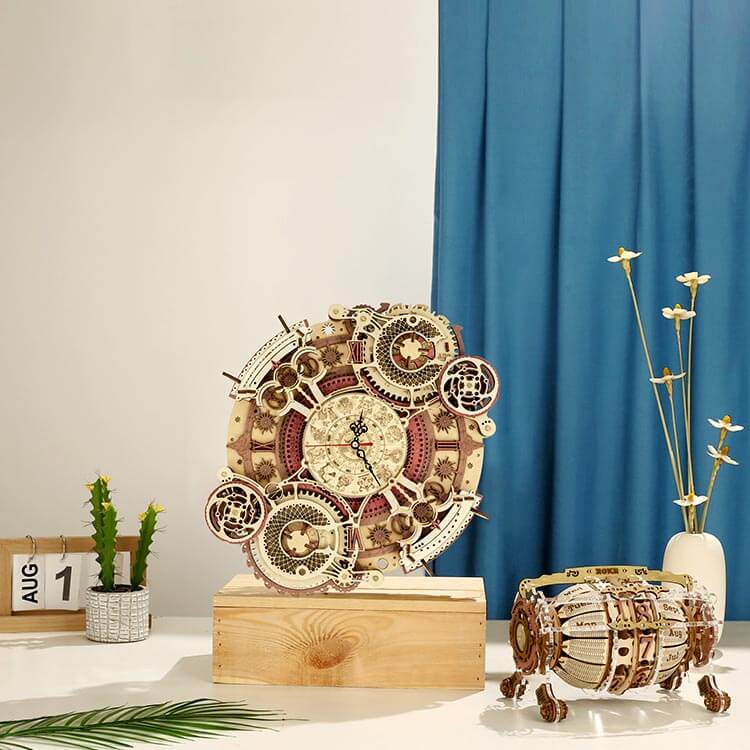 Zodiac Wall Clock — Plywood DIY Clock (Beige & Brown, 168 Pieces)