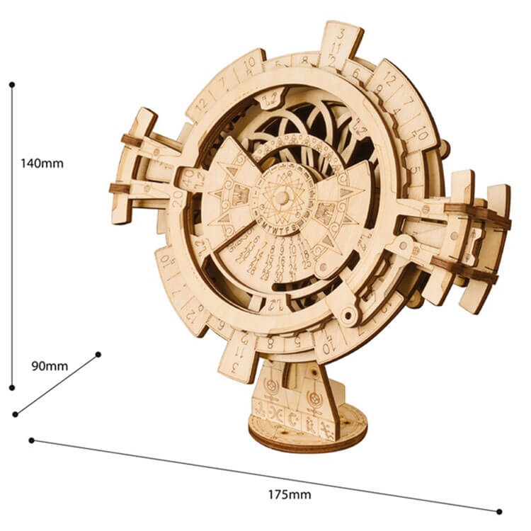 Permanent Calendar — Plywood Mechanical Perpetual Desk Calendar (Natural Wood)