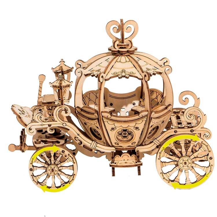 Pumpkin Cart — Birch Wood Model Kit (Light Brown, 182 pcs)