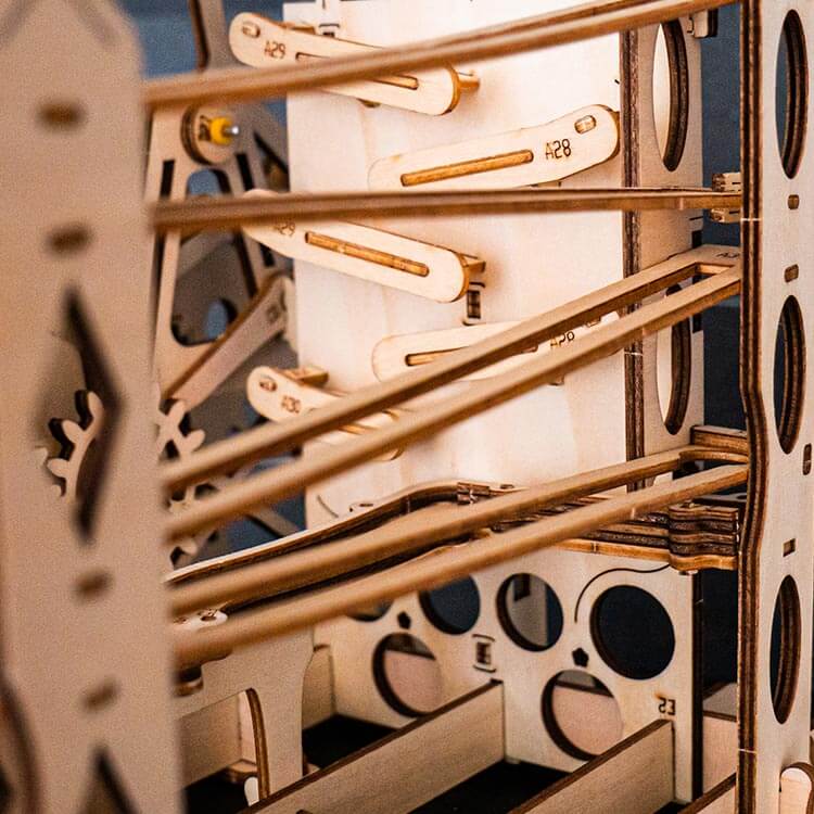 OUR BESTSELLER: Lift Climber — Wooden Marble Run Kit (Natural Beige Plywood)