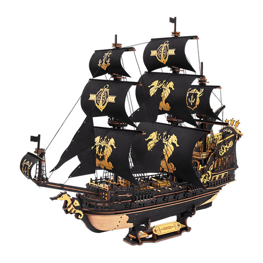3D Wooden Pirate Ship Model – Seahorse-Bark Puzzle