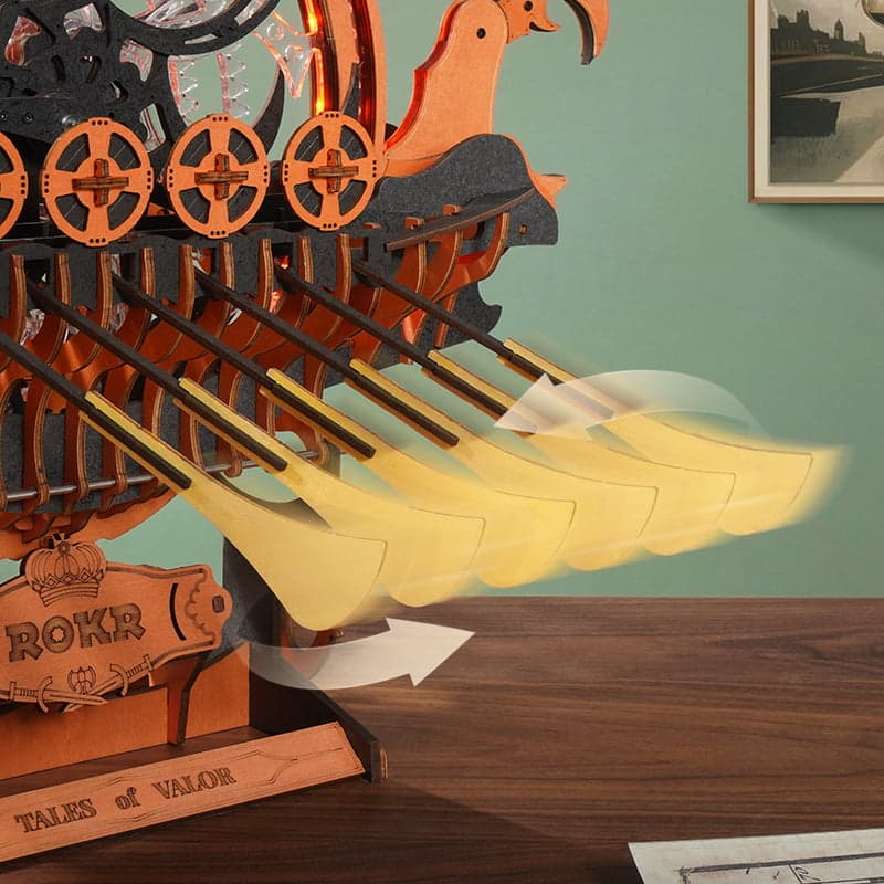 Viking Dragon Ship Wooden Model Kit – Interactive Decor