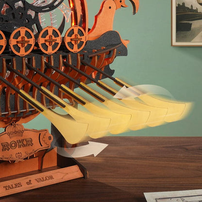 Viking Dragon Ship Wooden Model Kit – Interactive Decor