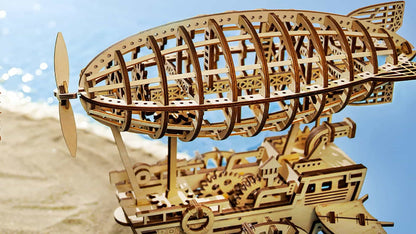 Mechanics Airship Plywood Model Kit — Brown Wooden 3D Airship (229 pcs)