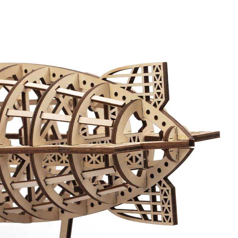 Mechanics Airship Plywood Model Kit — Brown Wooden 3D Airship (229 pcs)