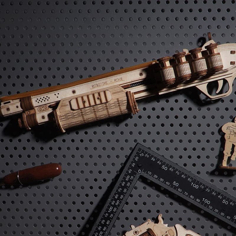 Wooden 3D Shotgun Puzzle Kit — Plywood, 170‑Piece DIY (Non‑Firing)
