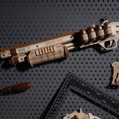 Wooden 3D Shotgun Puzzle Kit — Plywood, 170‑Piece DIY (Non‑Firing)