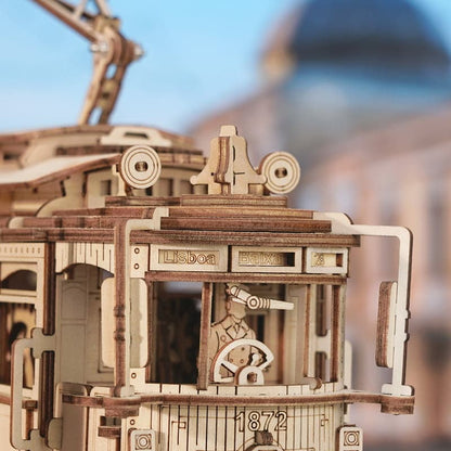 Classic City Tram Model – 1:24 Scale Wooden Mechanical Puzzle