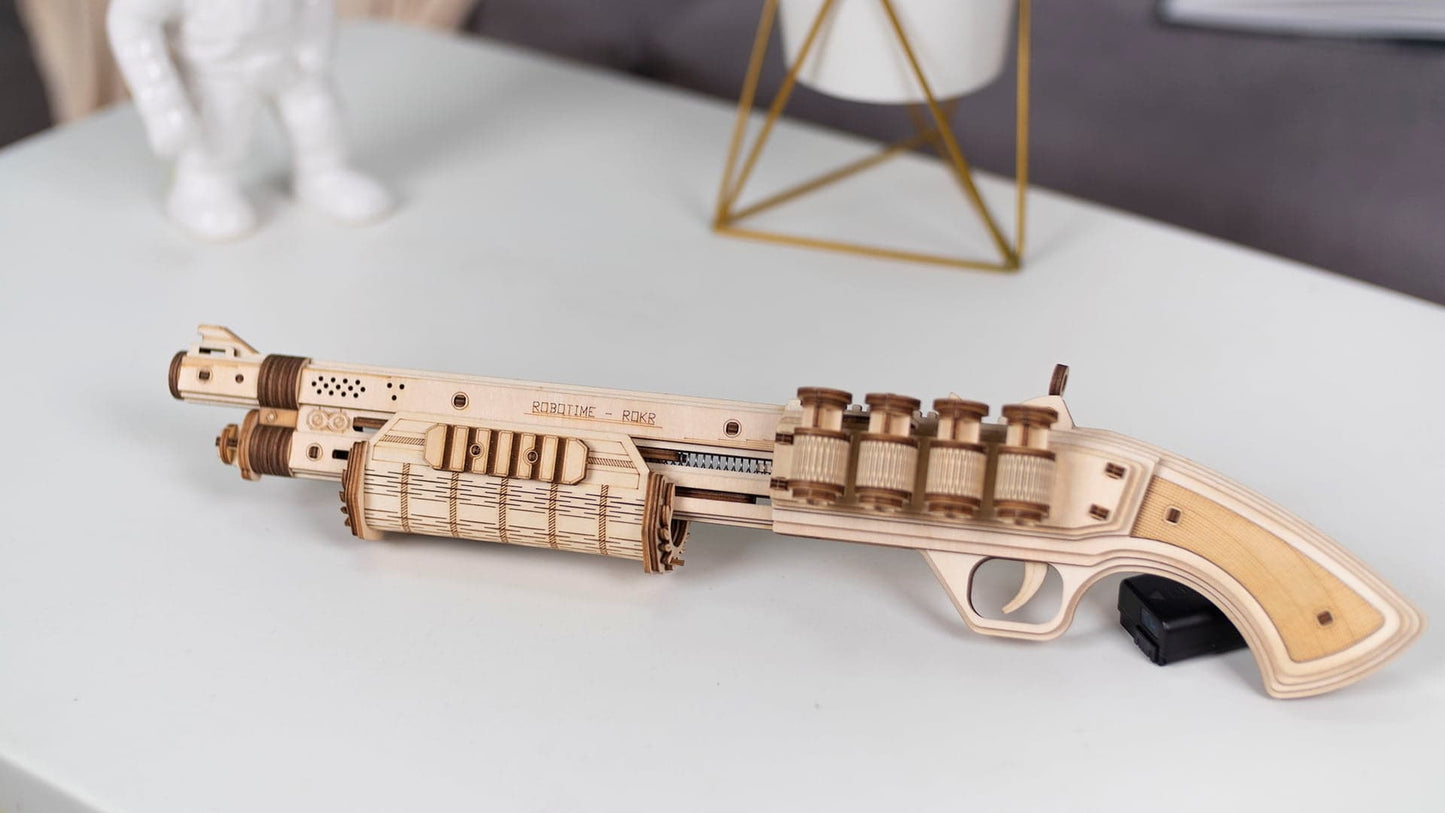 Wooden 3D Shotgun Puzzle Kit — Plywood, 170‑Piece DIY (Non‑Firing)