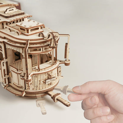 Classic City Tram Model – 1:24 Scale Wooden Mechanical Puzzle