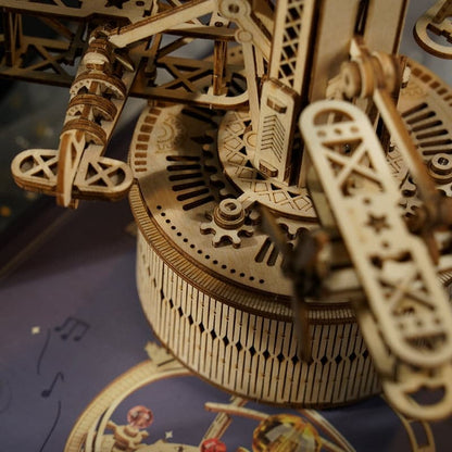 Air-Control Tower Music Box — Birch Plywood Wind‑Up Model with Moving Airplanes