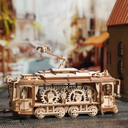 Classic City Tram Model – 1:24 Scale Wooden Mechanical Puzzle