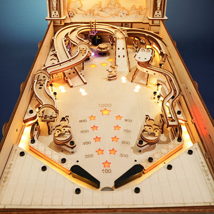 Natural Wood 3D Pinball Model — Laser-Cut Wood Tabletop Kit (482 pcs)