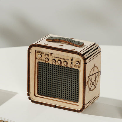 Natural Wood Electric Guitar Model Kit with Amp — Plywood, 289 Pieces