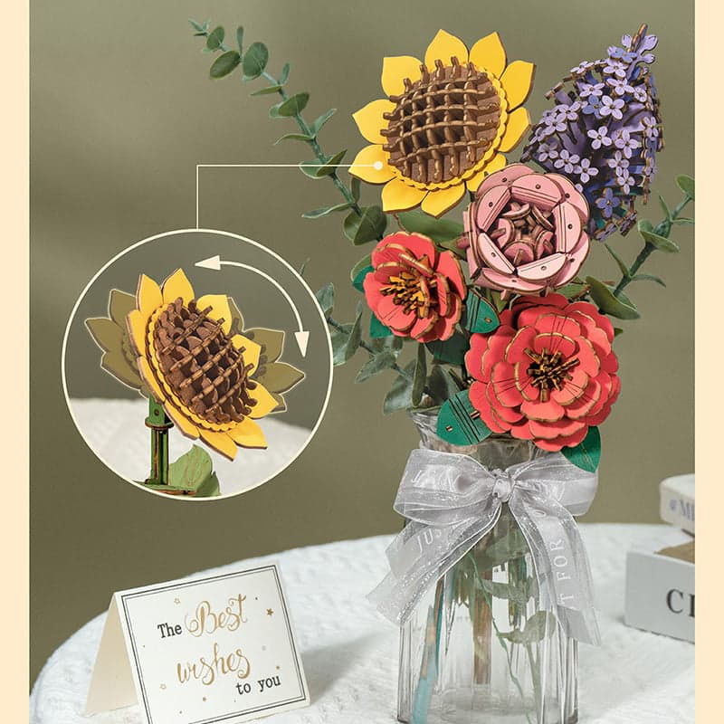 Pink Rose Wooden Flower Assembly Kit – Craft Your Own Elegant Floral Decor