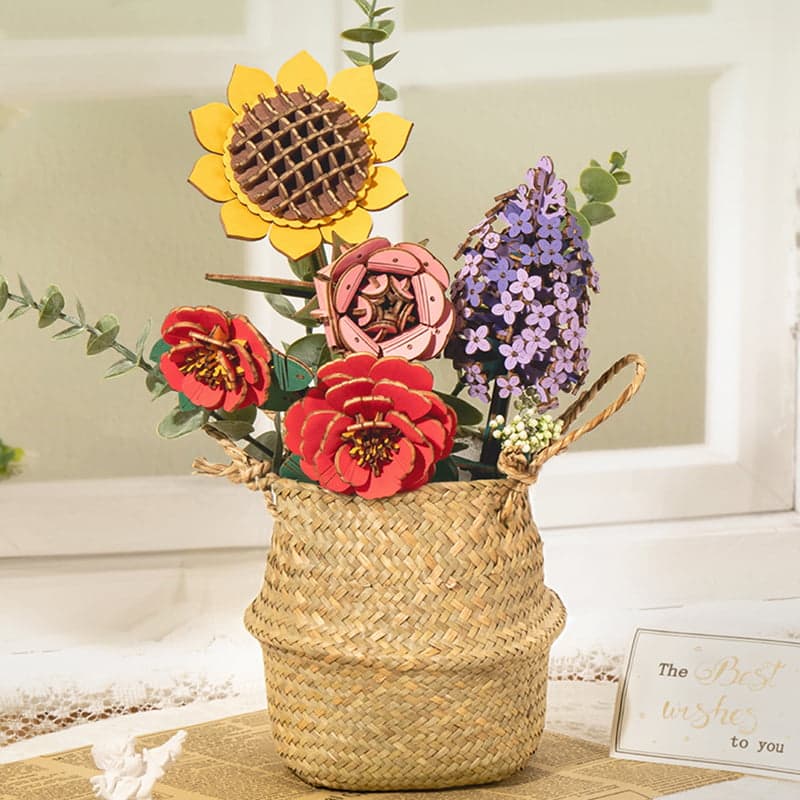 Handcrafted Wooden Flower Bouquet – DIY Decorative Home Décor Kit