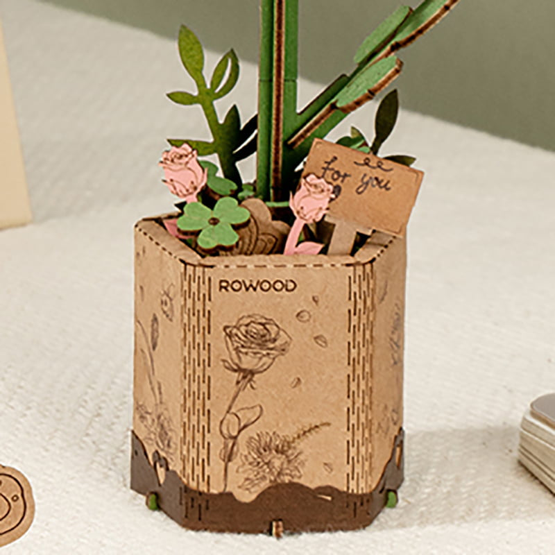 Pink Rose Wooden Flower Assembly Kit – Craft Your Own Elegant Floral Decor