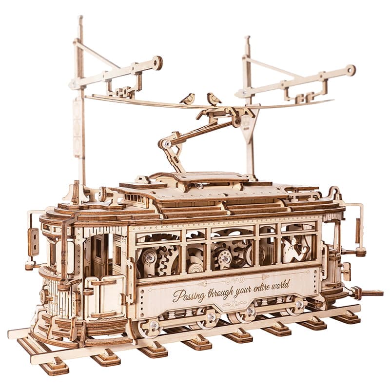 Classic City Tram Model – 1:24 Scale Wooden Mechanical Puzzle