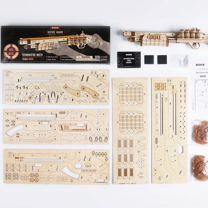 Wooden 3D Shotgun Puzzle Kit — Plywood, 170‑Piece DIY (Non‑Firing)