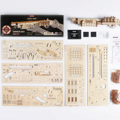 Wooden 3D Shotgun Puzzle Kit — Plywood, 170‑Piece DIY (Non‑Firing)